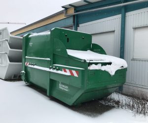 Mobile Abfallpresse mit 10 m³ Nutzinhalt für Absetzkipper, Geräte-Nr. 17336